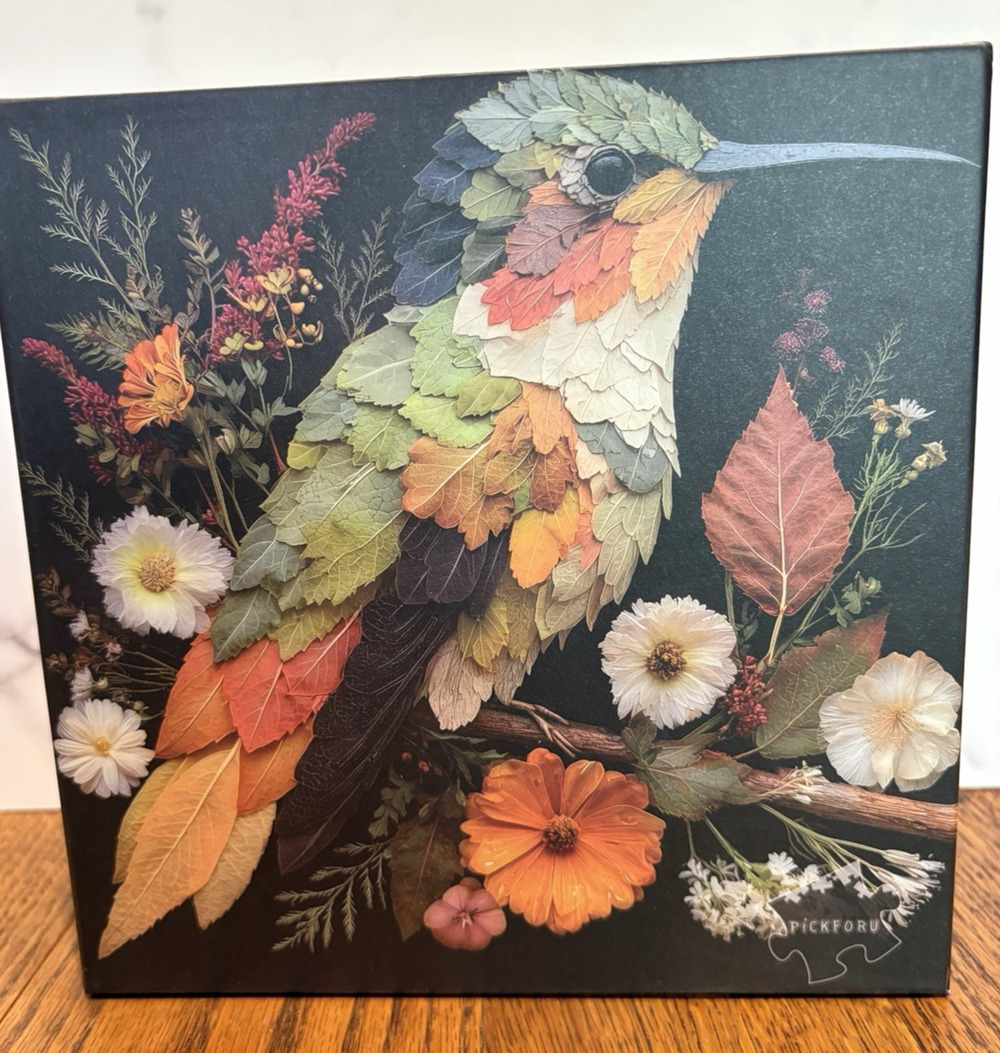 PICKFORU Jigsaw Puzzle 1000 pcs Organic Leafy Leaf and Hummingbird PT-1114 Easy